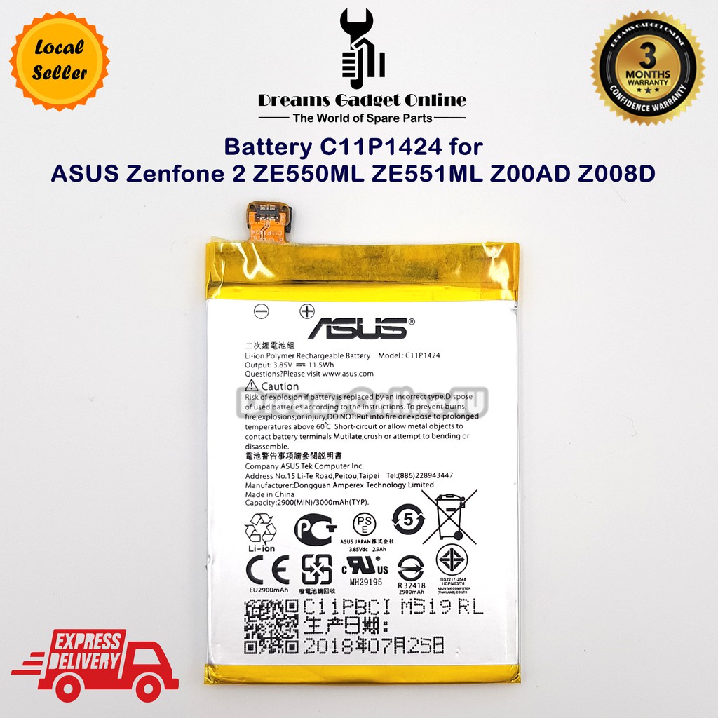 Replacement Battery C11p1424 Asus Zenfone 2 Ze550ml Ze551ml Z00ad Z008d 11 5wh Shopee Malaysia