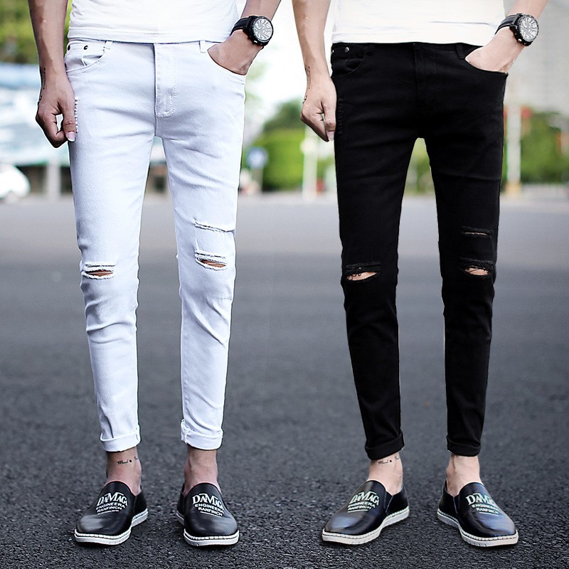 korean ripped jeans mens