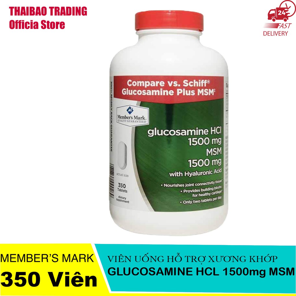 GLUCOSAMINE HCL 1500mg MSM 1500mg 350 Member's Mark Tablets Shopee