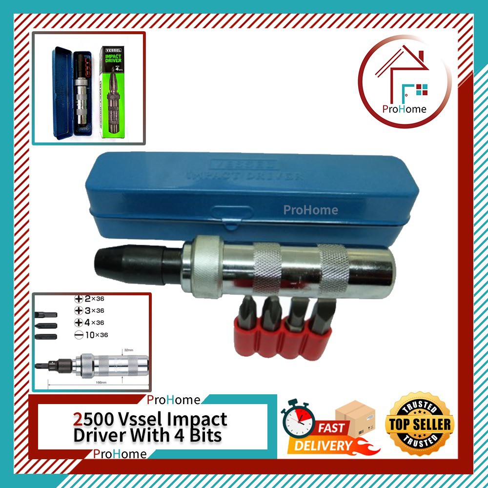 2500 Vessel Impact Driver With 4 Bits/ Impact Screwdriver Set/ 2500