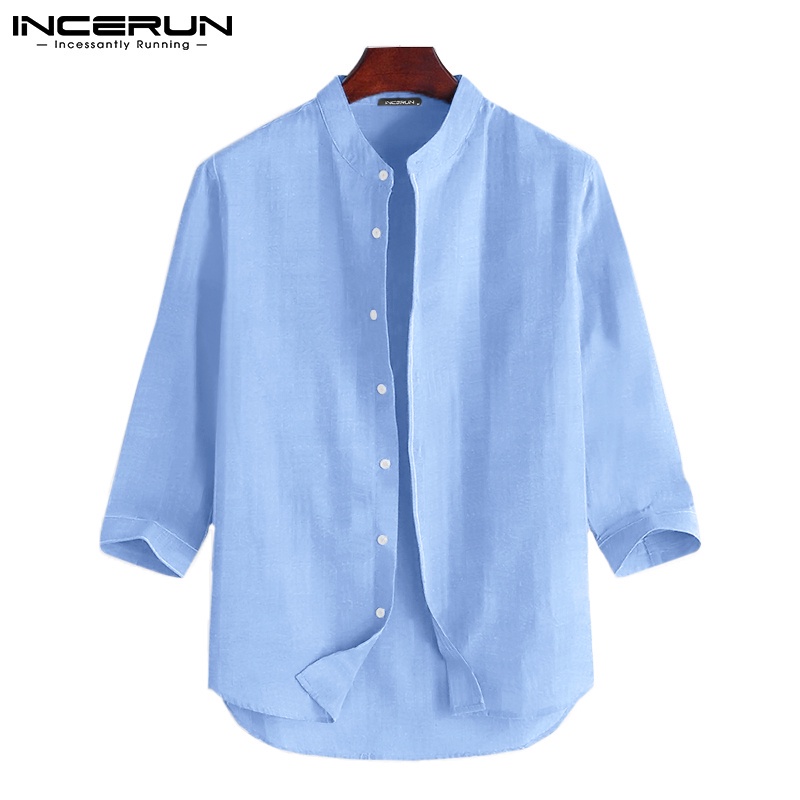 INCERUN Men 4 Colors Cotton Casual Half Sleeve Buttons Down Leisure Shirts