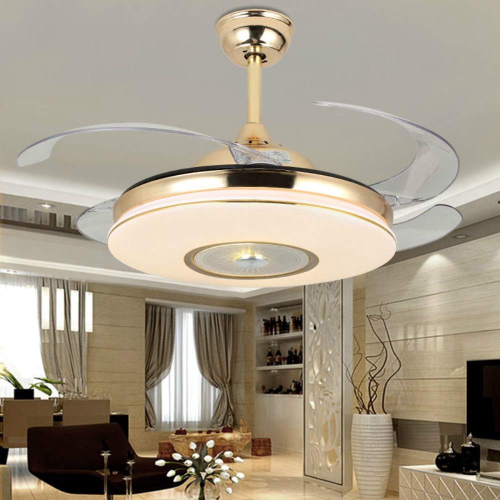 42 Invisible Ceiling Fan Lights With Remote 4 Retractable Abs Blades Indoor Livingroom Ceiling Fan Chandeliers