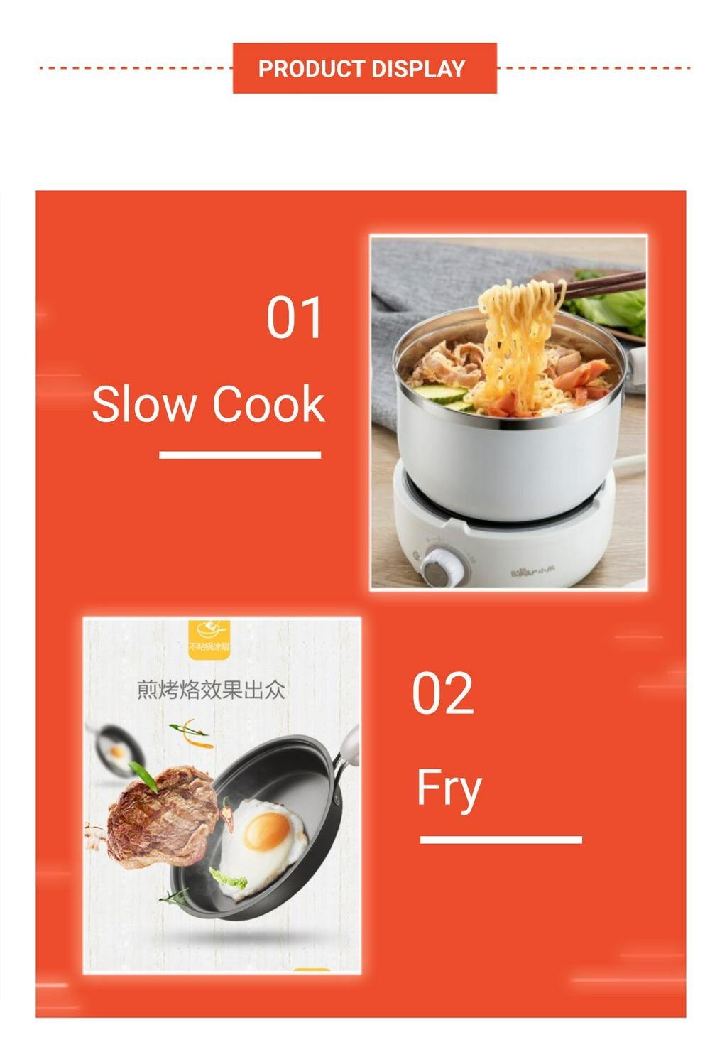 Bear Multi Electric NonStick pot Multipurpose Cooker 3Layers BMCW12L