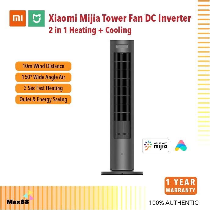 Xiaomi Mijia Tower Fan DC Inverter 2 in 1 Heating + Cooling 2200W High ...