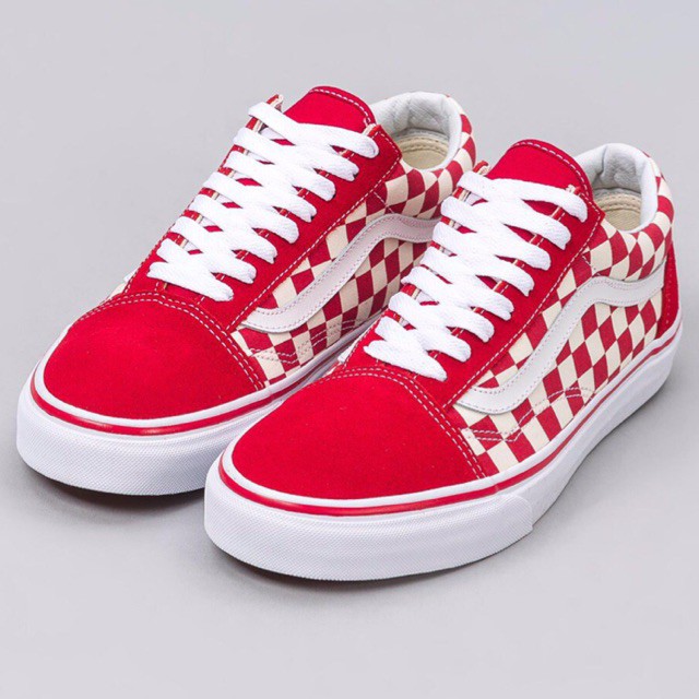 vans old skool checkerboard red