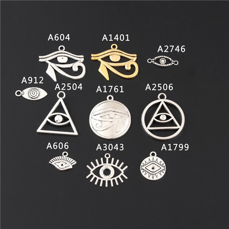 10pc Antique Sliver/Gold In The Round Eyes Rah Egypt Eye Of Horus Egyptian Charm Jewelry Making DIY Handmade Craft