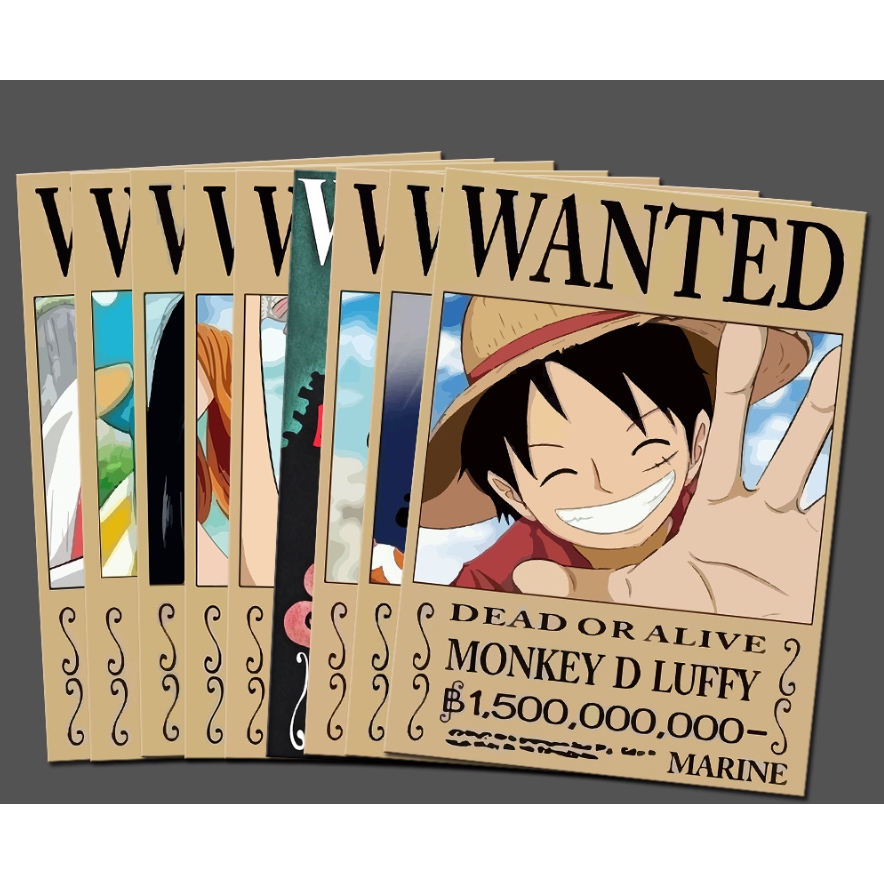 One Piece Wanted Poster 10 Pcs In 1 Big Size Luffy Zoro Sanji Bounty Poster Shopee Malaysia