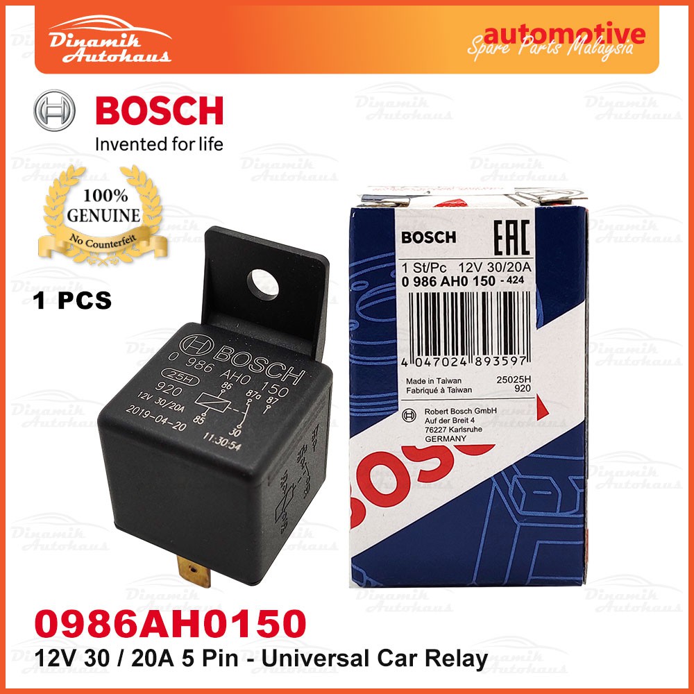 Bosch Universal Automotive Car 5 Pin 87A Relay 12V 30A / 20A - Bosch 5