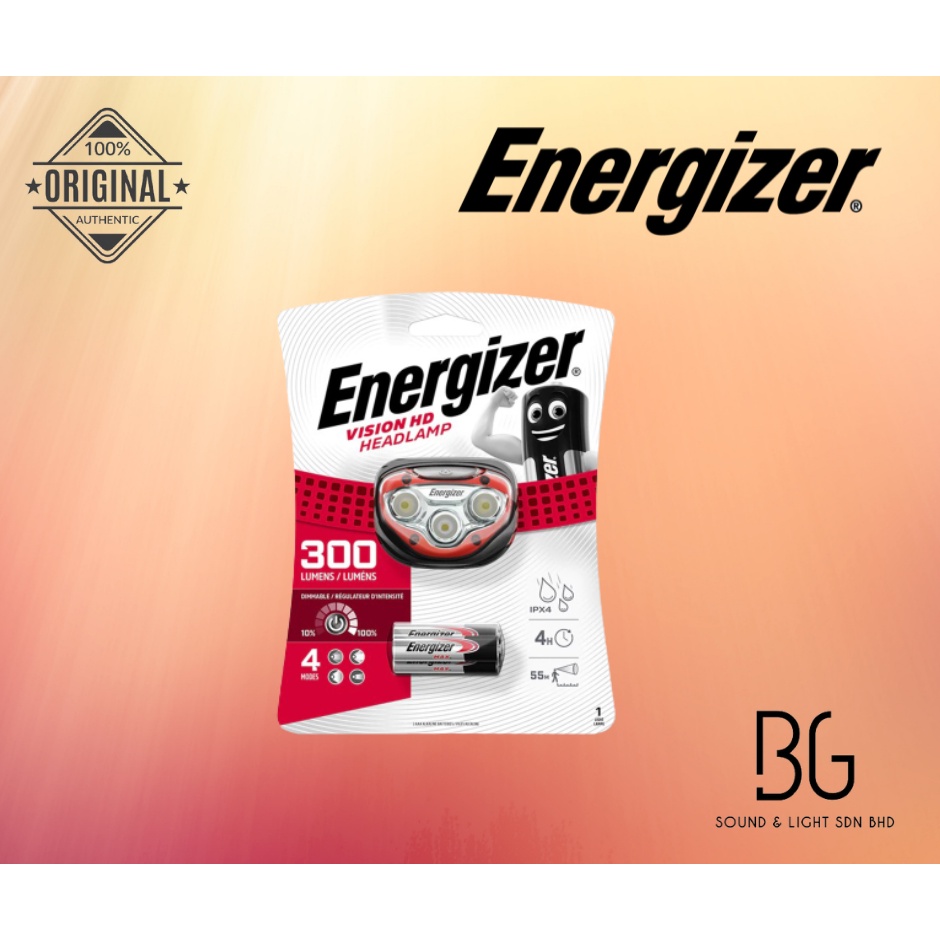 [100 Original] Energizer Vision Headlight 300 Lumens LED Headlamp