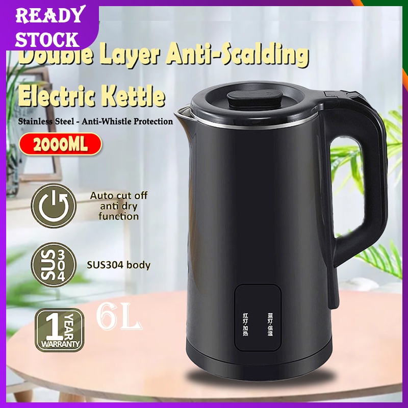 2 Litre Stainless Steel Insulated Electric Kettle Boiling Thermal Boil Dry Protiction Hot Water Kettles Jug