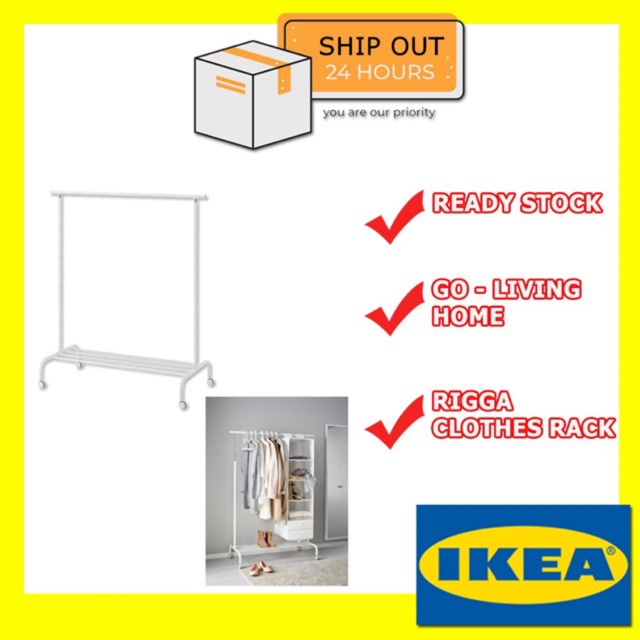  IKEA  RIGGA Clothes rack white Rak  Baju  Clothes Rack Hanger 