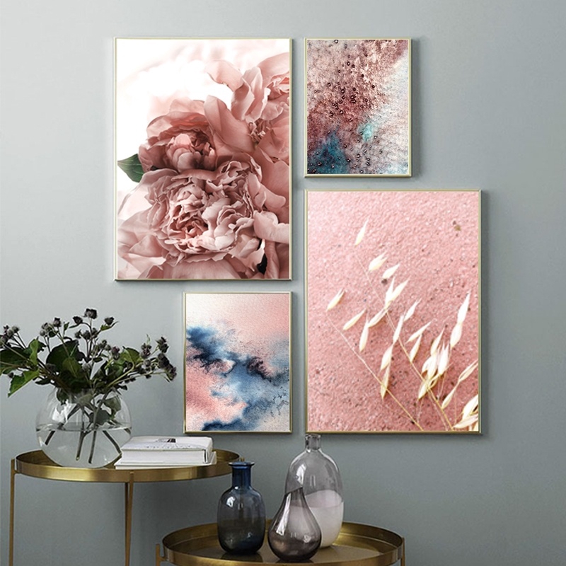 Light Pink Wall Art Abstract Watercolor Canvas Painting Flower Poster And Print Modern Boho Decor Minimalist Pictures Home Decor Shopee Malaysia