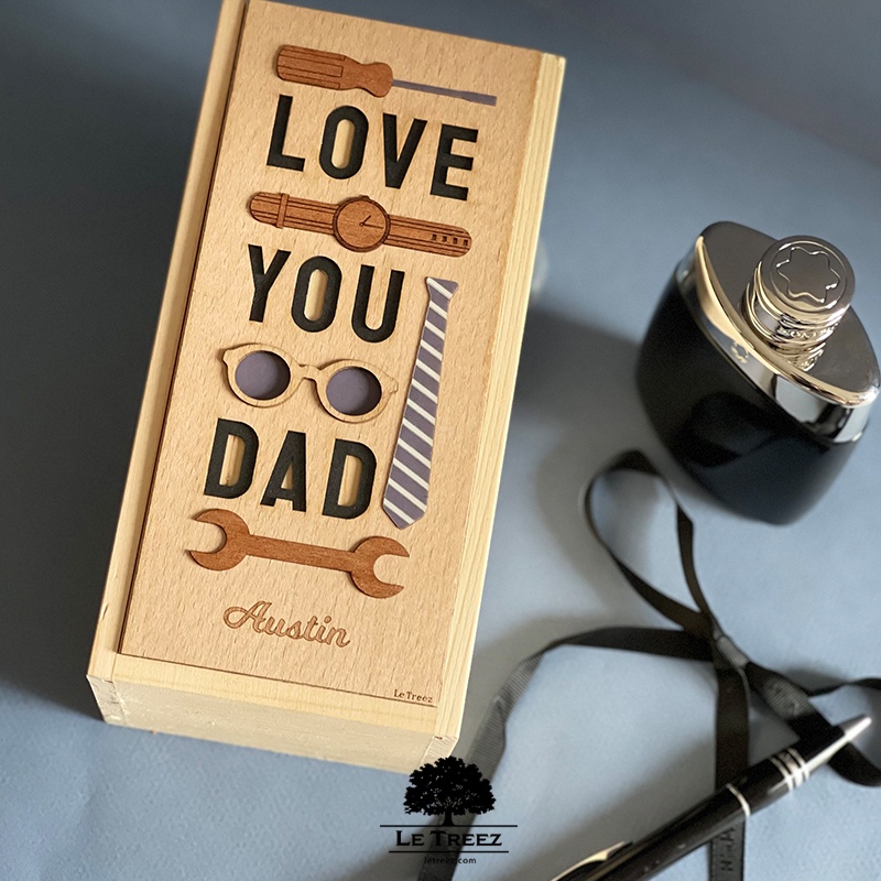 Father Day Ready Stock Malaysia Gift Box Storage Jewelry Wooden Packaging Coffee Wine Personalized Hadiah F