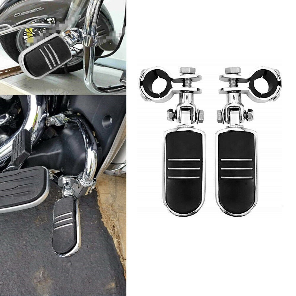 Chrome KESOTO Footpegs Foot Rest Chrome for Harley 1-1/4 Inch Highway Engine Guard Crash Bar 