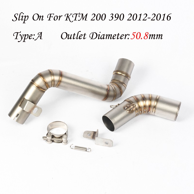Qiilu Motorcycle Slip on Exhaust Middle Pipe Connector Exhaust Mid Pipe Link Pipe Tube Stainless Steel for KTM Duke 250 390 RC390 2017-2018