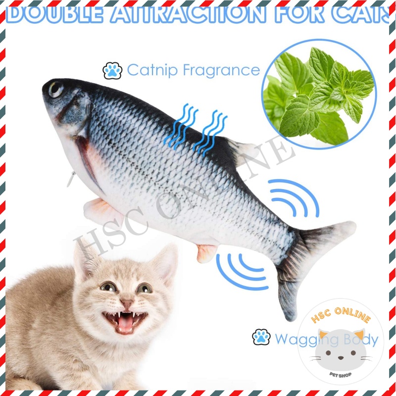 HSC USB Electric Swing Fish Plush Toy for Baby Boys Girls Touch Fish