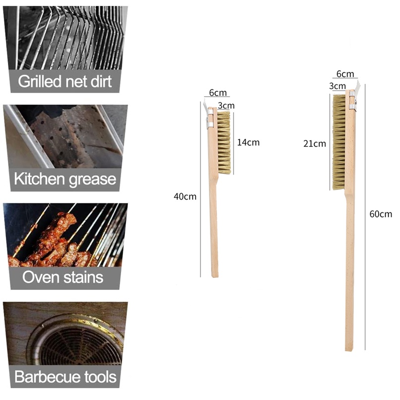 Pizza Oven Brush with Scraper Grill Cleaning Brush Pizza Stone Cleaning