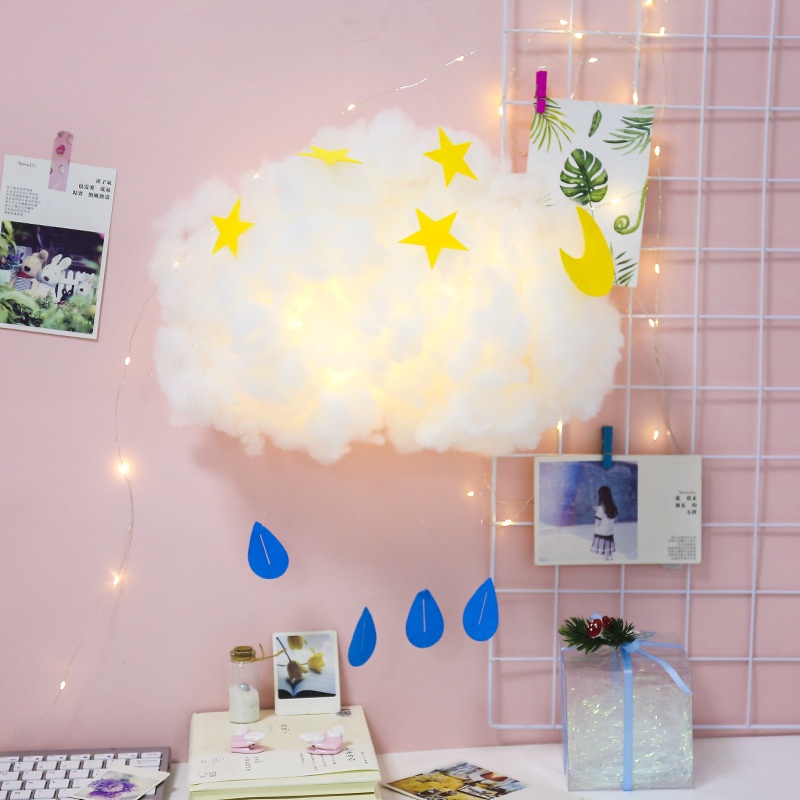 Lampu Awan Kapas Kreatif Pakej Bahan Diy Bilik Hati Gadis Lampu Hiasan 