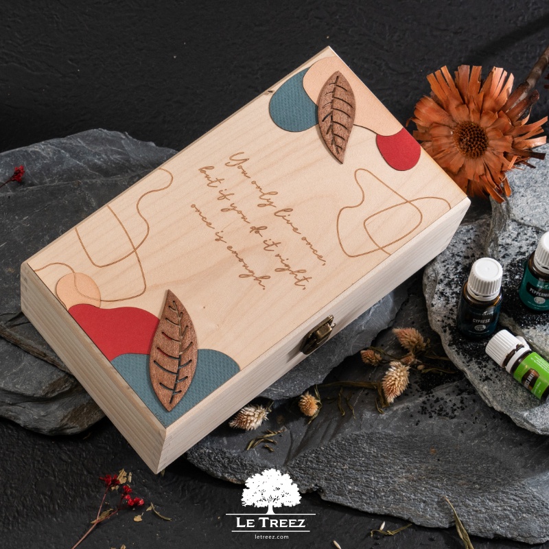 Essential Oil Box Gift Set Wooden Young Living Doterra Personalized Name Hadiah Cenderahati sizeL