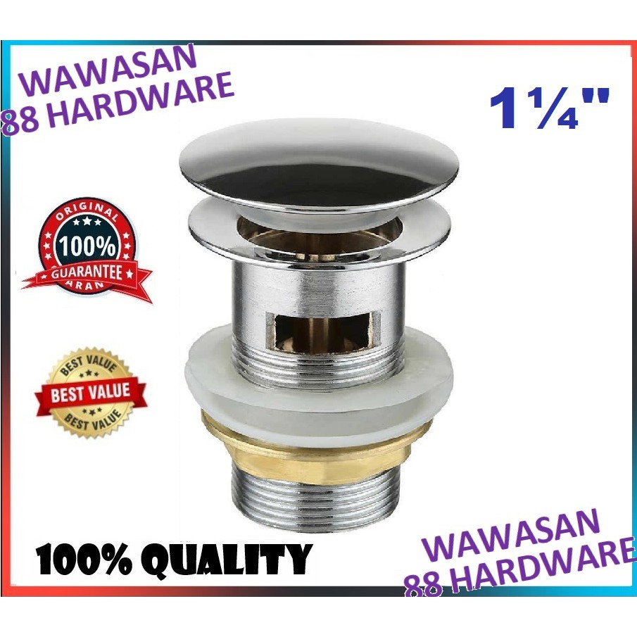 Toilet Bathroom Pop Up Sink Button Basin Waste Overflow Push Button