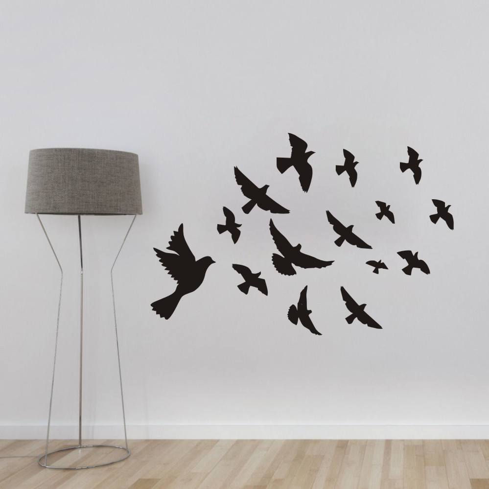 Terbang Burung Burung Rumah Ruang Tamu Bilik Tidur Hiasan Pelekat