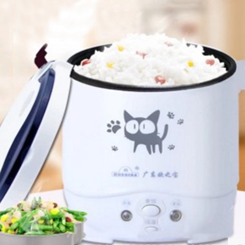 Mini Rice Cooker Car Rice Cooker 1-2 People, Multifunctional Rice Cooker Portable 1L Water Food Heating Lunch Box Car Truck Cooking