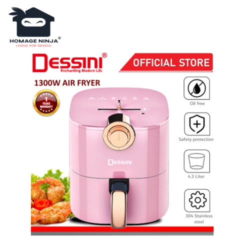 🔥PROMOTION + FREE GIFT🔥 DESSINI ITALY Electric Air Fryer Oven Cooker Non-Stick Fry Roast Grill Bake Machine (4.3L)