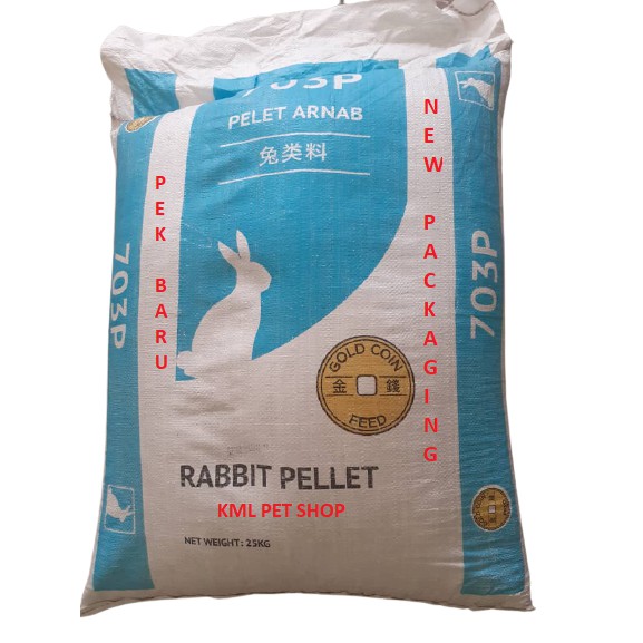 (5KG) * MERDEKA OFFER * MAKANAN ARNAB GOLD COIN 703P & HASBIN JAYA 6099P REPACKED PREMIUM RABBIT FEED FOOD PELLET