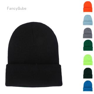 Fancyqube Men Women Beanie Knit Ski Hip-Hop Warm Elastic Wool Yarn Cuff Hat