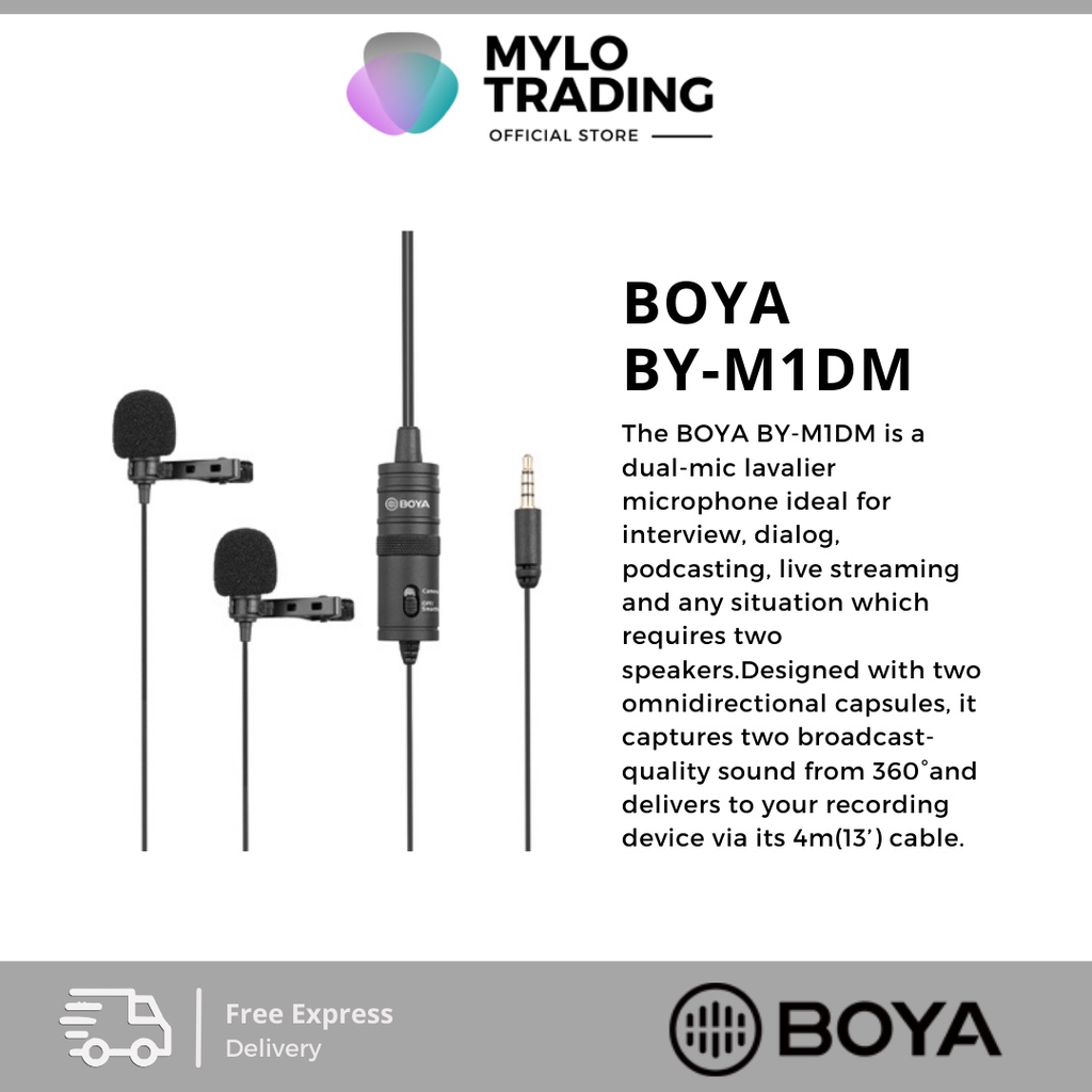 Boya BY-M1DM / M1DM / Dual Lavalier Universal Microphone ( CLEARANCE ...