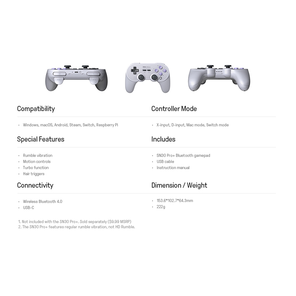 Sn30 Pro Plus Official 8bitdo Sn30 Pro Bluetooth Gamepad Controller With Joystick Nintendo Switch Shopee Malaysia