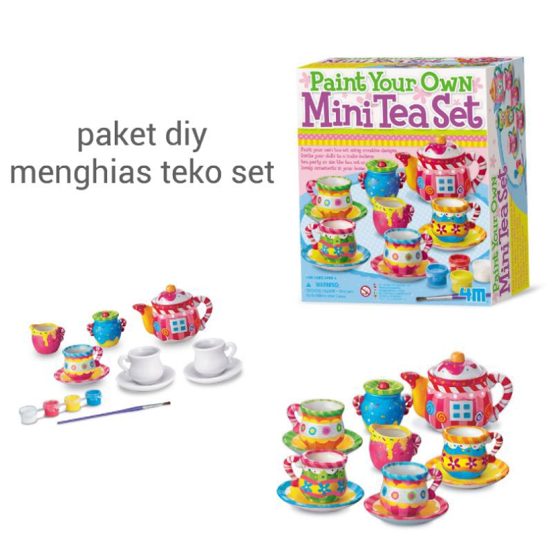 Educational Toys Diy Fill Teapot Set 4m Paint Your Own Mini Tea Set