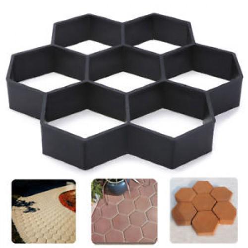 Hexagon Driveway Paving Pavement Stone Mold Concrete Stepping Pathmate ...