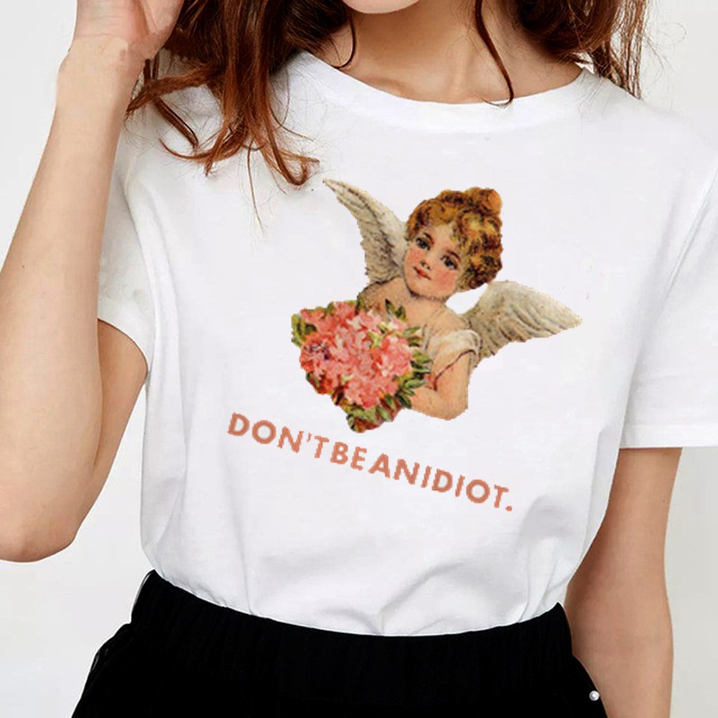 Don T Be An Idiot Vintage Floral Angel Tshirt Ulzzang Tumblr Angel