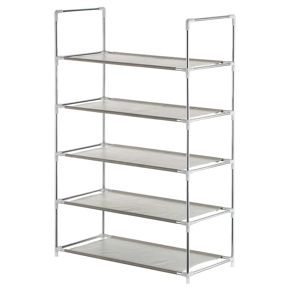 5 Tier Shoe Rack Shoe Tower Shelf Storage Organizer Cabinet Stackable Shelves Holds 15 Pairs Of Shoes Grey Grey Shopee Malaysia