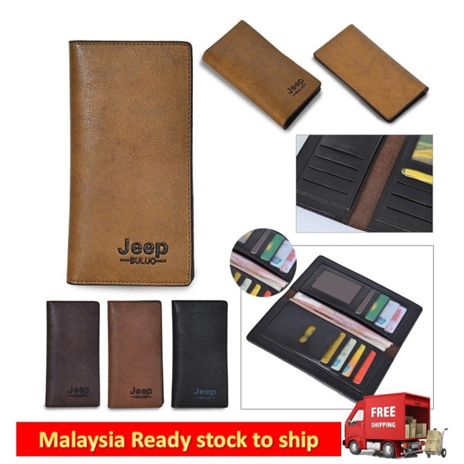 Jeep buluo Men Business Long Leather Wallets Wallet
