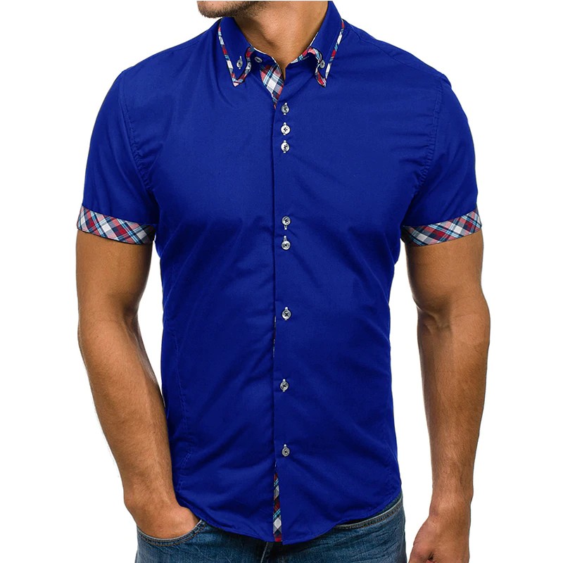 royal blue mens dress shirt short sleeve