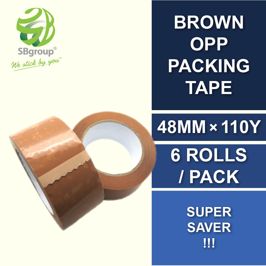 READY STOCK! 48mm x 110y BROWN (nonopaque) OPP Packing Tape (Random