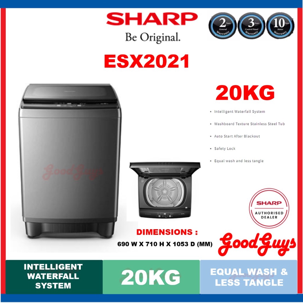 Sharp ESX2021 20kg Washing Machine Fuzzy Control / Intelligent Water