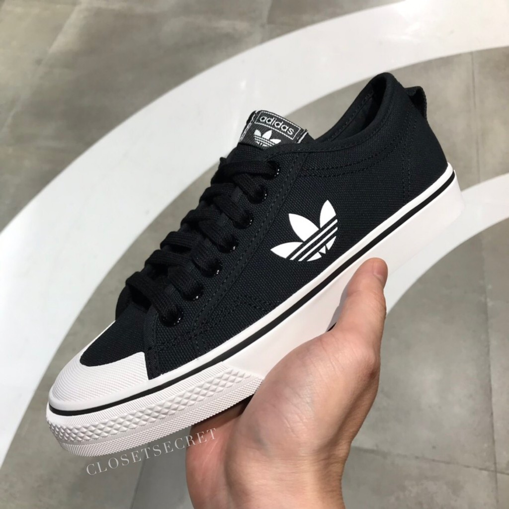 Adidas Women Nizza Trefoil W Classic Retro Shoes Canvas Shoes Women Black White Shopee Malaysia