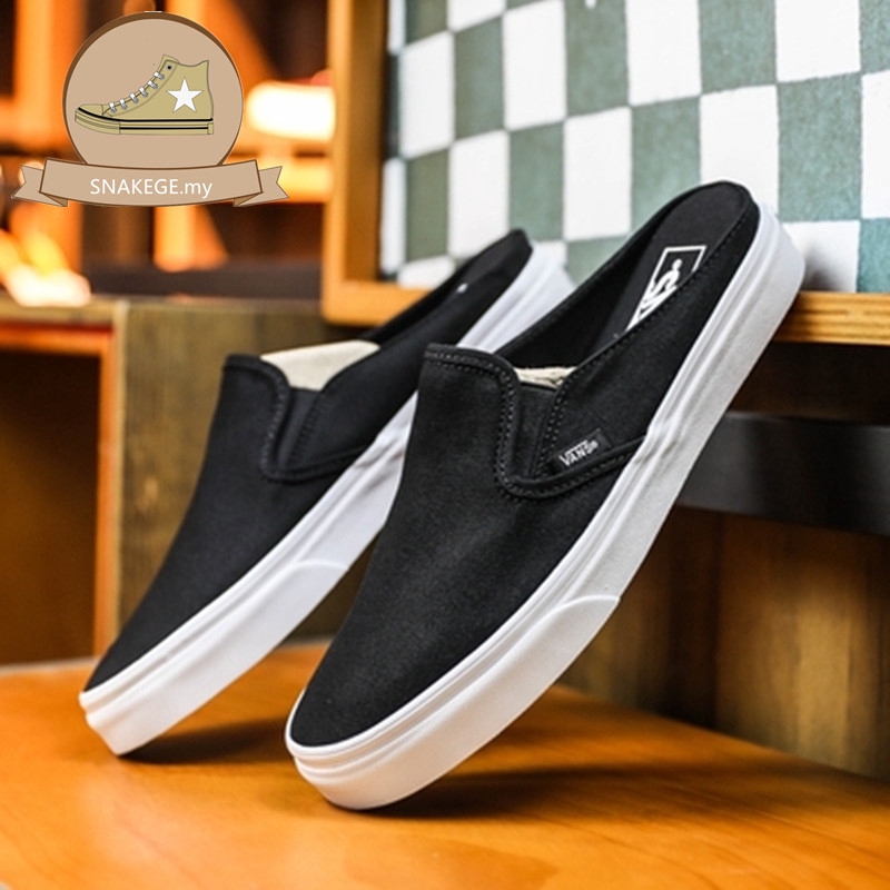 mens black leather vans slip ons