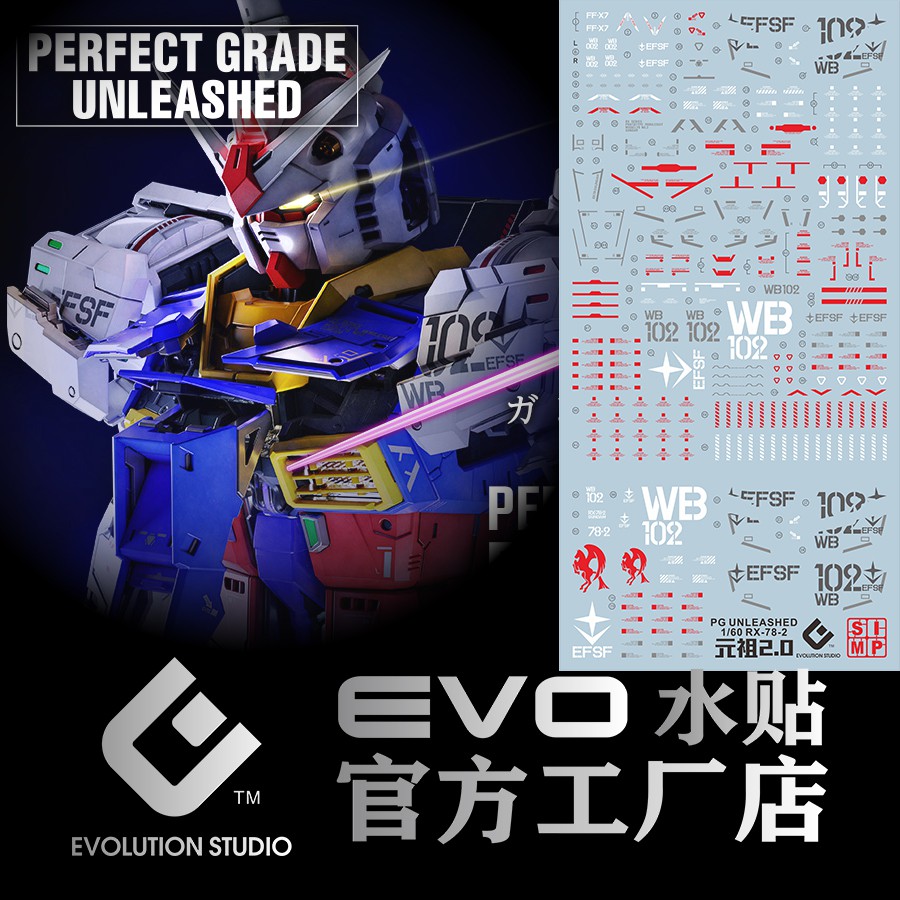 Evo Waterslide Decal Pg Unleashed 1 60 Gundam Rx 78 2 Pgu Rx78 2 Rx78 2 0 Fluorescent 2 Pieces Water Decal Shopee Malaysia