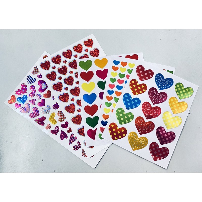 Colorful Heart Resinta 60 Sheets Glitter Heart Stickers Valentines Day Love Decorative Sticker for Scrapbooking or Embellishment 
