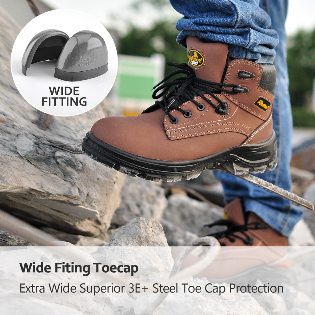 wide fit steel toe cap boots