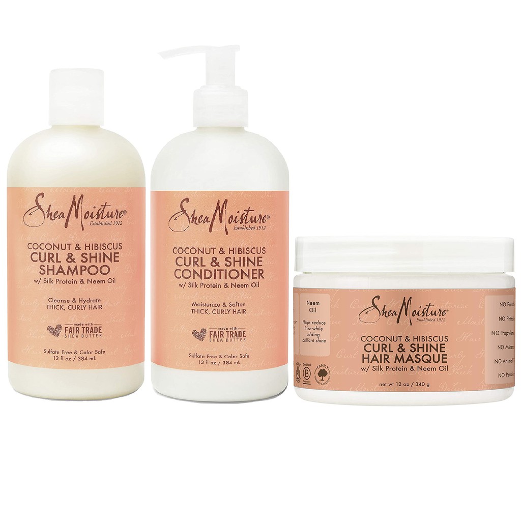 iiMONO ] Shea Moisture SheaMoisture Coconut Hibiscus Curl and Shine Shampoo  | Conditioner | Hair Masque | Style Milk | Shopee Malaysia