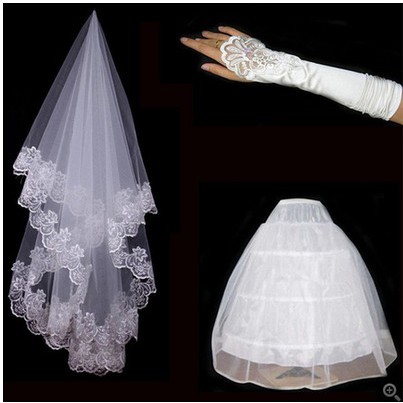 wedding veil and gloves