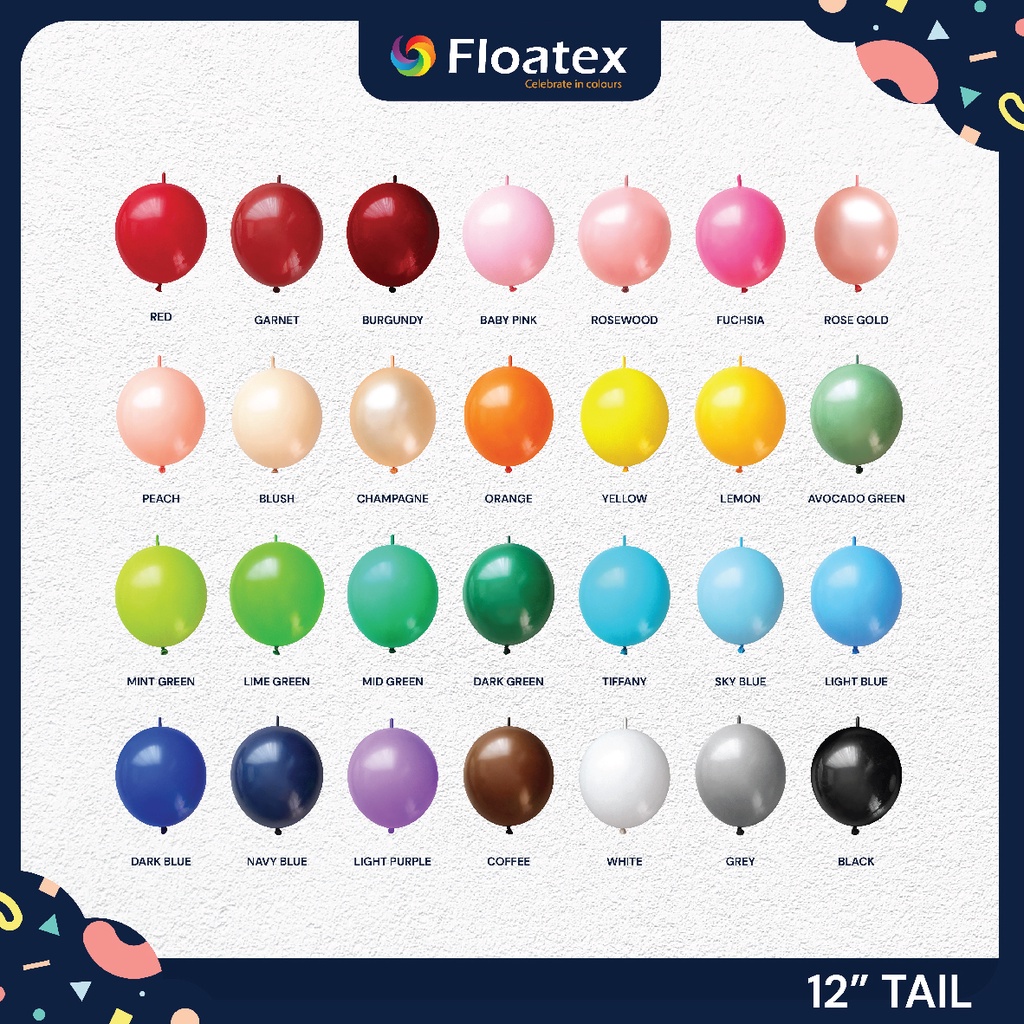 Floatex 100pcs/pack 12 Inch tail balloon latex connecting balloons