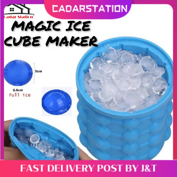 CS_Magic Ice Cube Maker Silicone Rubber Tray Molds Saving Ice Bucket Bekas Acuan Menyimpan Ais 简易制冰桶