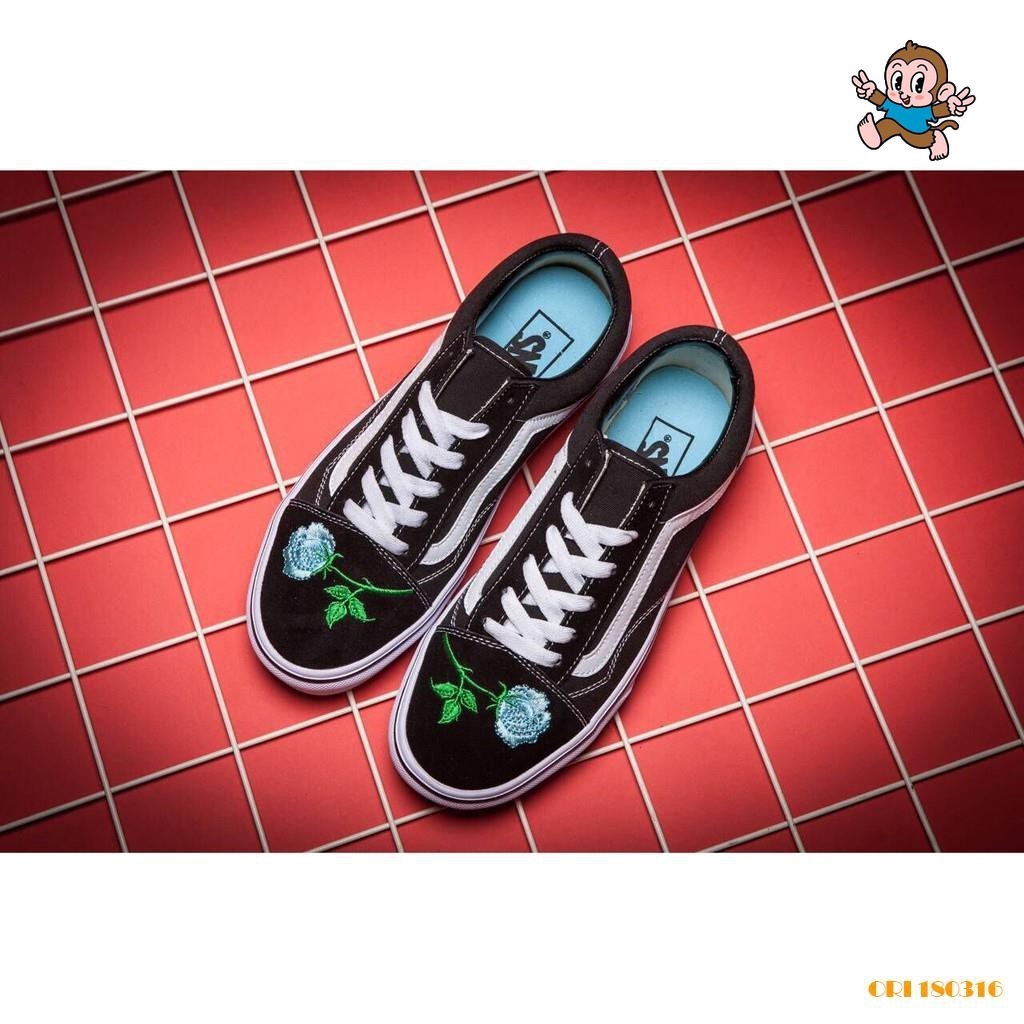 vans embroidered rose shoes