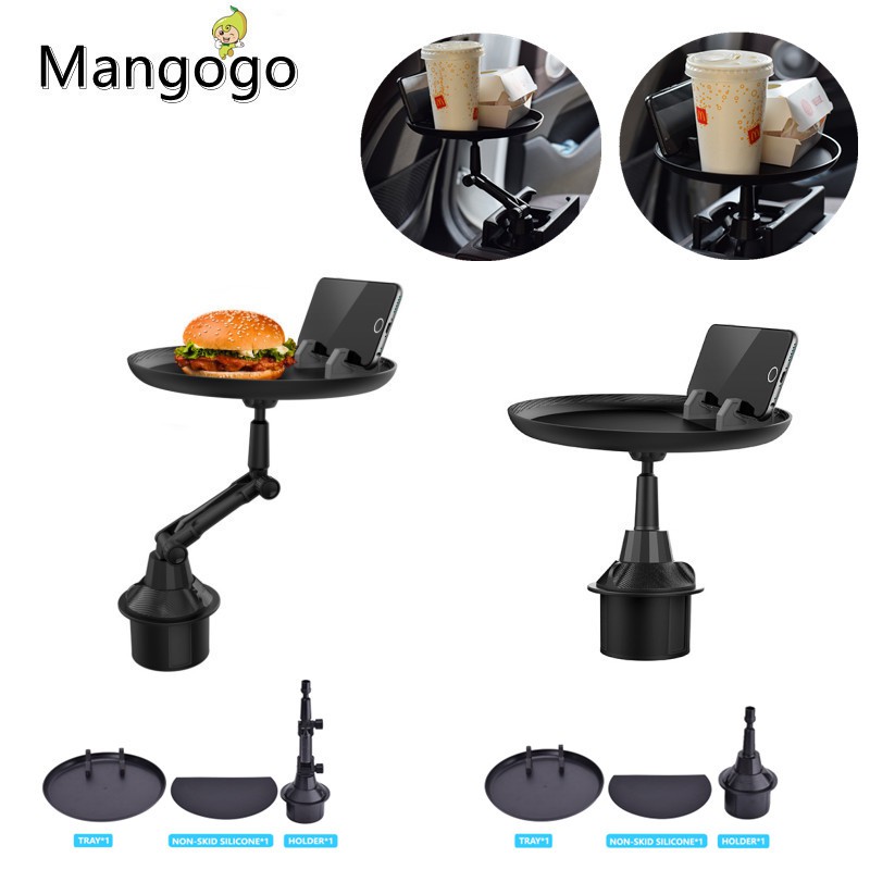 Mangogo car food tray round 360°rotation adjustable drink cup coffee